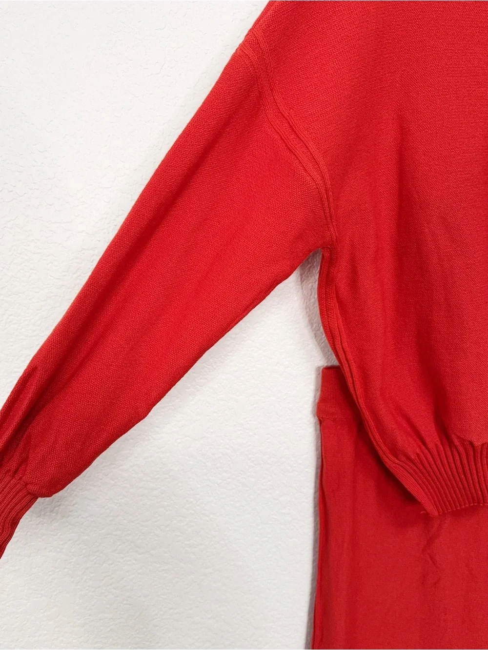 FME Bright Red Knit Sweater Wide Leg Pants Two Piece Matching Set NWOT